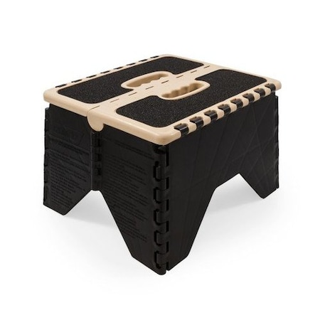 Camco STEP STOOL, PLASTIC, FOLDING W/NON SKID, TAN/BLACK 43638